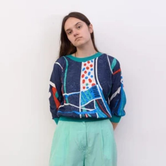 vintage Tops - Fun! Abstract 90's-Style Top